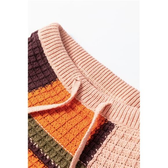 Drawstring Color Block Mock Neck Sweater - Picture 9 of 11